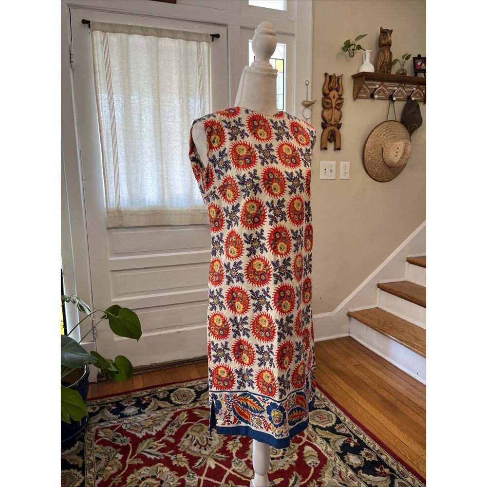 Vintage 50s 60s Handmade XS Floral Mini Summer Dress Mod MCM Retro Cotton Zip - Picture 2 of 14